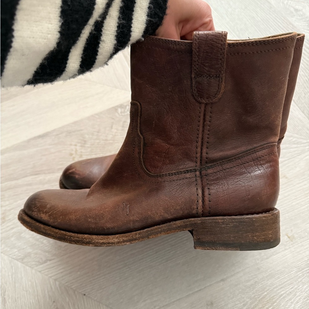Frye Brown Leather Ankle Booties